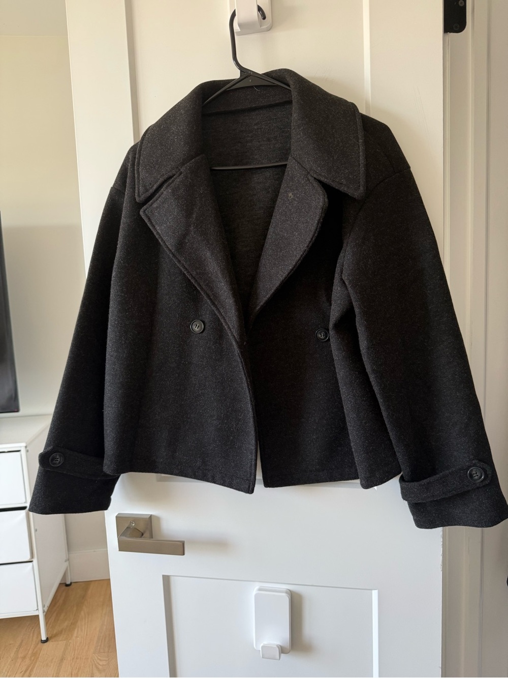 Women's Black Wool Peacoat Jacket